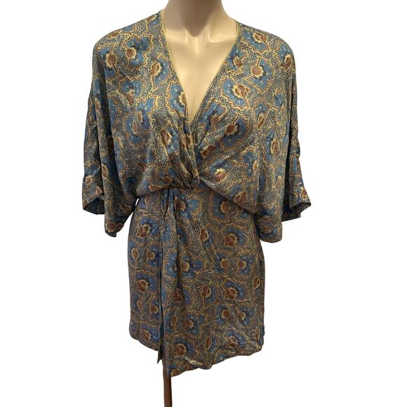 NEW Omika Margot Mini Dress sz S Boho V Neck Open Back mini dress